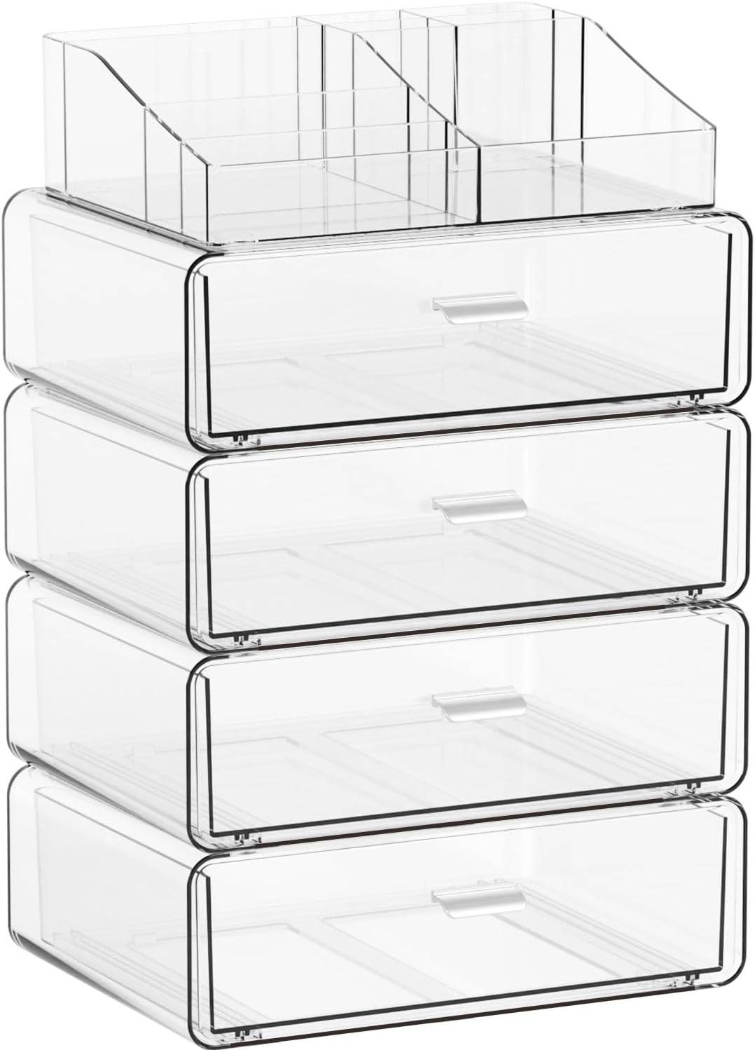 Yieach 3 Tier Clear Acrylic Makeup Organizers with Drawers,Tiered Countertop Make up Storage Organizer for Dresser Top and Bathroom Vanity,Plastic Makeup Stand for Brush,Skincare,Beauty Organizers