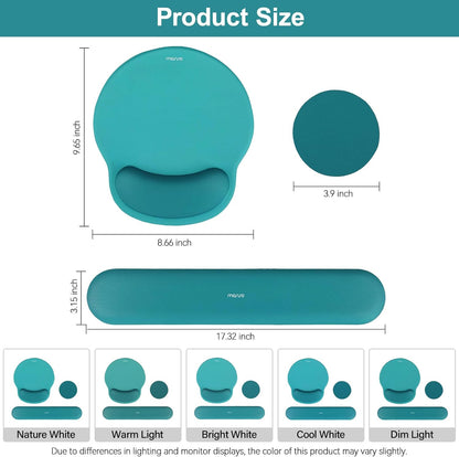 MOSISO Wrist Rest Support for Mouse Pad&Keyboard Set, Circle Curved Ergonomic Mousepad&Coaster Non-Slip Base Home/Office Pain Relief&Easy Typing Pad with Soft Cloth&Silicone Lining, Antique Green