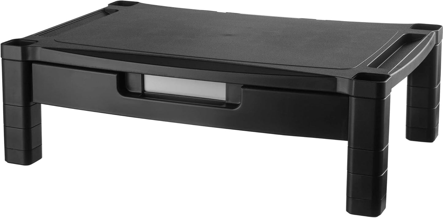 Kantek Single-Level Monitor Stand, 17" X 13.25" X 3" To 6.5", Black, Supports 50 Lbs