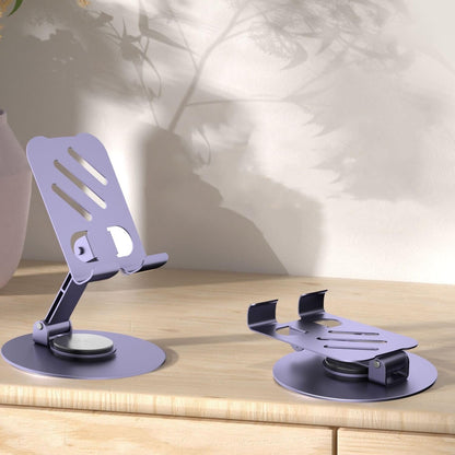 Adjustable Phone Stand, 360-Degree Rotating Metal Desktop Holder, Purple