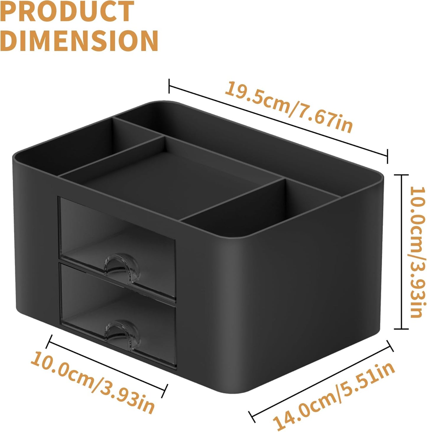 Marbrasse Pen Organizer with 2 Drawer, Multi-Functional Pencil Holder for Desk, Desk Organizers and Accessories with 5 Compartments + Drawer for Office Art Supplies (White)
