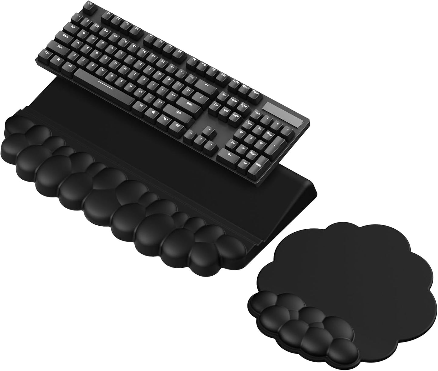 Laborio Cloud Wrist Rest for Keyboard and Mouse for Desktop, PU Leather Cloud Computer Keyboard Stand with Mouse Pad, Key Board Wrist Support Riser, Angle Adjustable Arm Rest(Black)