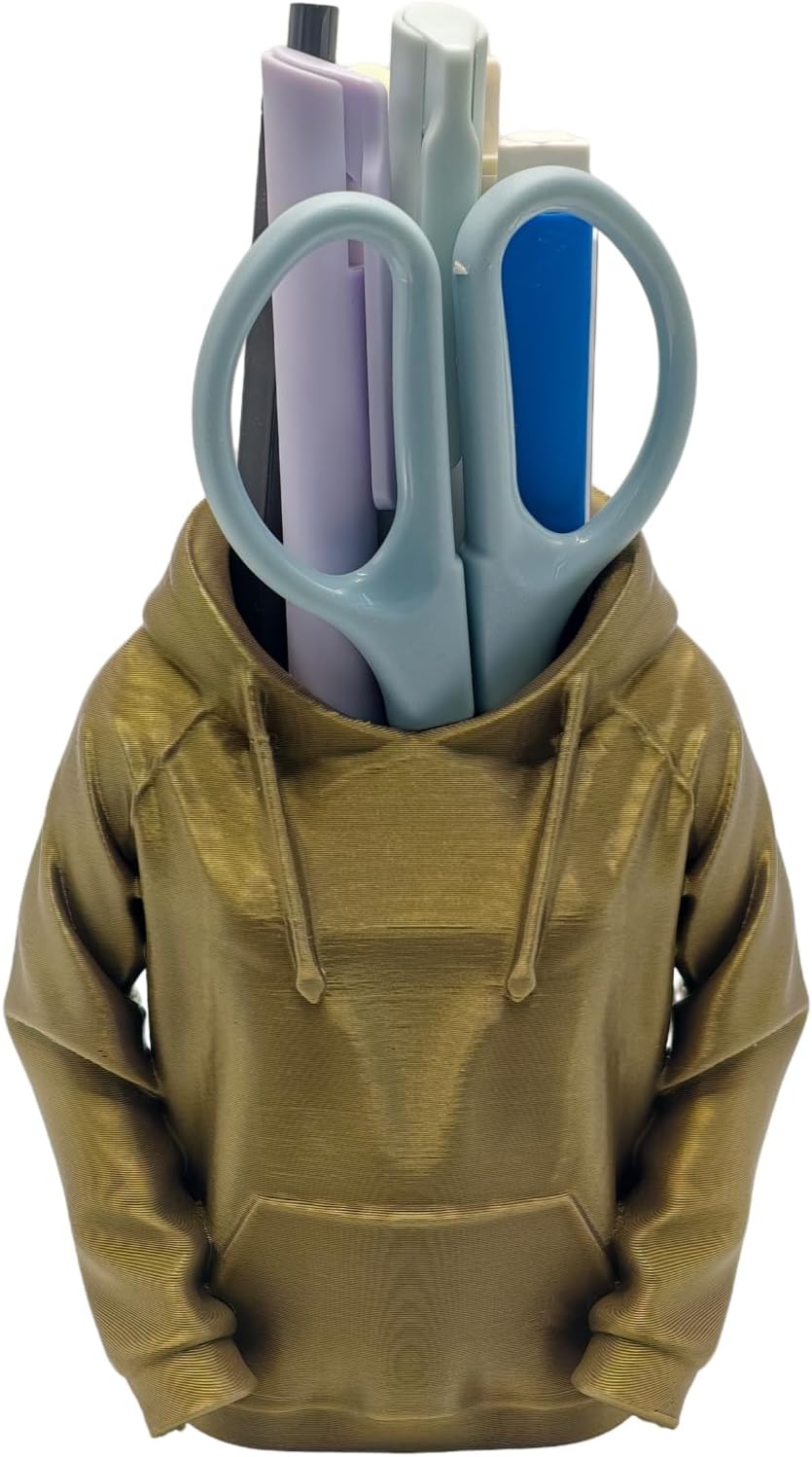 TIME&TRAVE Unique Sweatshirt Pen Holder for Desk, Creative Pencil Holder Desk Organizers, Office Supplies Decorations Idea Gift for Men Women Kids(Yellow)