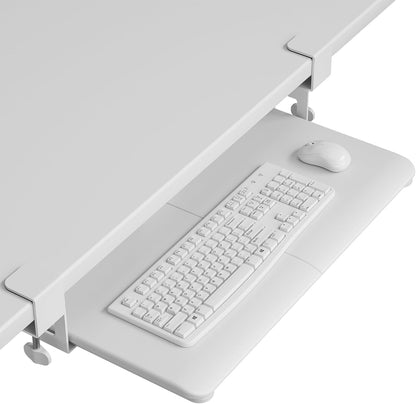 BONTEC KMT01 Under Desk Keyboard Tray, Pull-Out Keyboard & Mouse Platform with C-Clamp, 25.6 x 11.8 in Space-Saving Ergonomic Slide-Out Drawer, Black