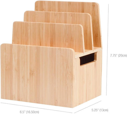 MobileVision Bamboo Charging Station & Multi Device Organizer Slim Version for Smartphones, Tablets, and Laptops