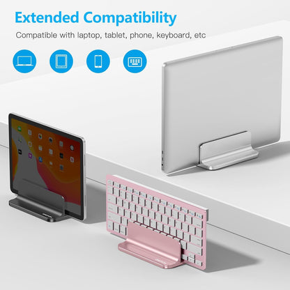 OMOTON Vertical Laptop Stand Holder, Desktop Aluminum Stand for MacBook with Adjustable Dock Size, Fits All MacBook, Surface, Chromebook and Gaming Laptops (Up to 17.3 inches),Black