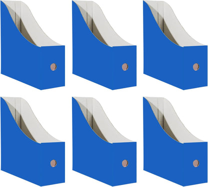 Limitliho Magazine File Folder Holder for Desk, Book Bins for Classroom Library,Office,Home, 10.6" H x 10.2" L x 3.5" W in Cardboard Paper Organizer (Six color, 6 Pack)