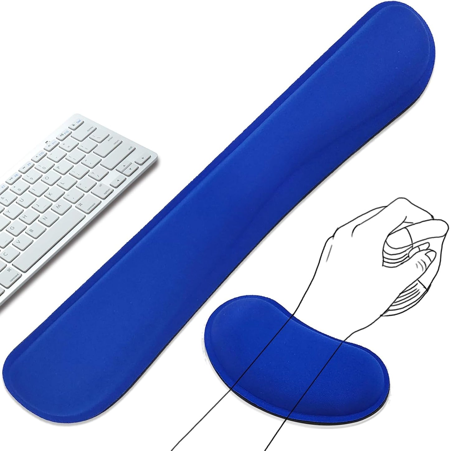 Keyboard Wrist Rest and Mouse Wrist Rest Set - Ergonomic Memory Foam Wrist Cushion - for Wrist Support on Computer, Laptop, Office, Playing Games, Typing Relieves Wrist Pain Black