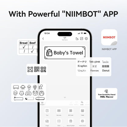 NIIMBOT B1 Label Maker Machine with Tape, 2 Inch Portable Label Printer, Bluetooth Thermal Label Printer with Multiple Templates for Small Business,Office,Home,School (Blue, 1 Printer+1 Roll Label)