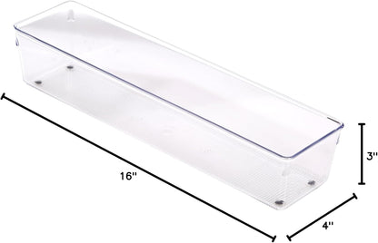 iDesign Plastic Drawer Organizer Bins - Storage for Kitchen, Bathroom, and Desk Drawers - Set of 6 - Clear