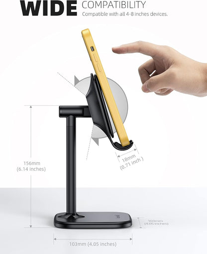Lamicall Cell Phone Stand for Desk - Adjustable Mobile Phone Holder Dock for Table, Desktop, Office, Compatible with iPhone 13 12 11 X Xr Pro Max 8 7 6 Plus, Mini, More 4-10'' Cellphone and Tablets