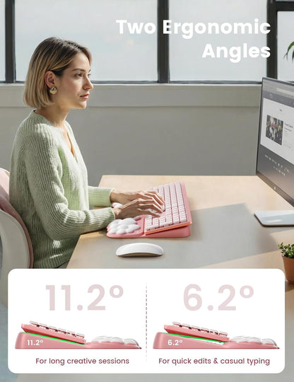 Vaydeer Wrist Rest and Keyboard Stand, Computer Wrist Support Pad Soft Memory Foam, Ergonomic Cloud Keyboard Riser Holder Lifter Tilted Wrist Cushion for Desk, Palm Hand Typing for Office Home Gaming