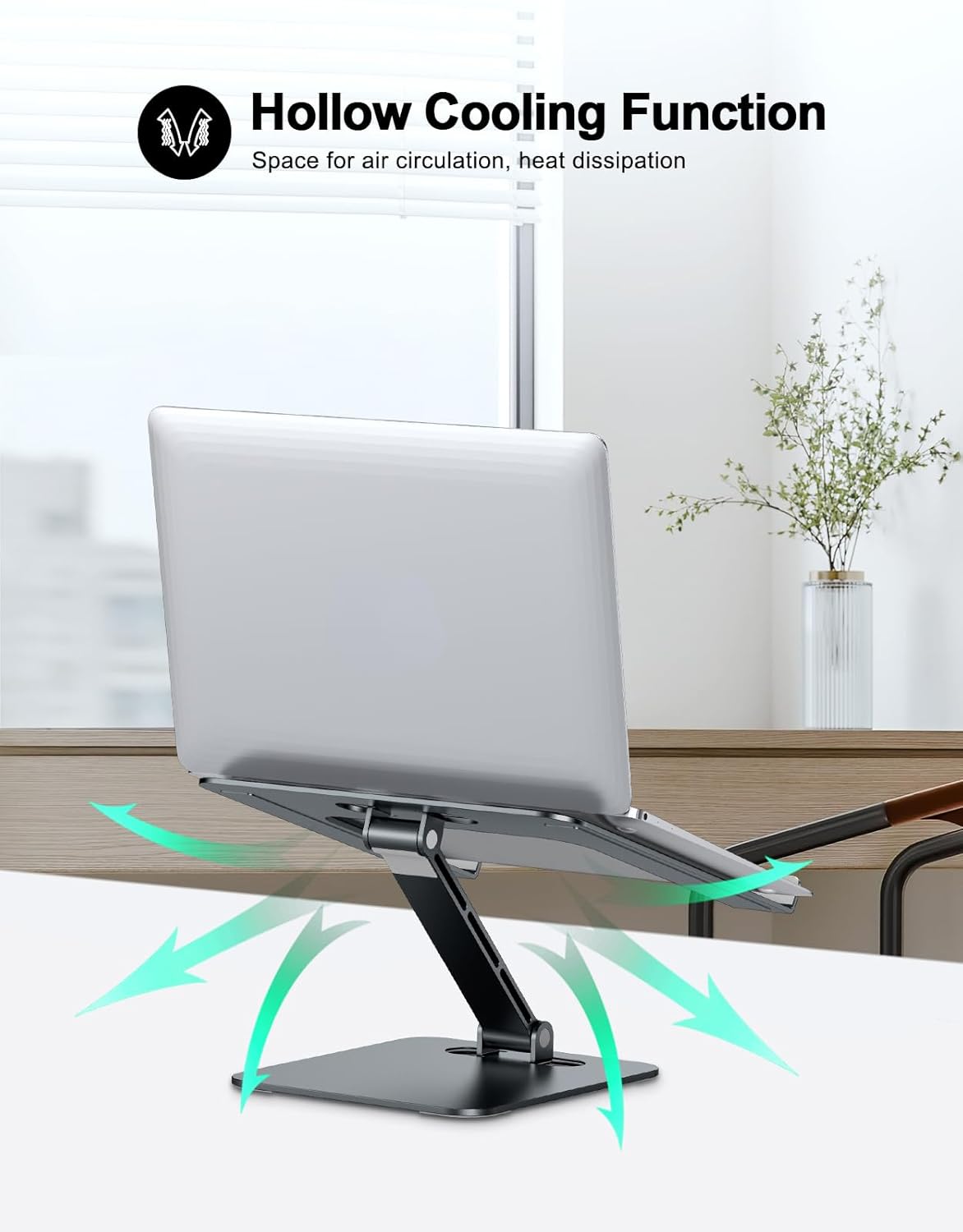 RIWUCT Foldable Laptop Stand, Height Adjustable Ergonomic Computer Stand for Desk, Aluminum Portable Laptop Riser Holder Notebook Mount Compatible with MacBook Pro Air, HP, Dell 10-16"