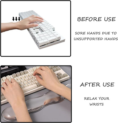 Clear Gel Wrist Rest for Keyboard and Mouse, Green Silicone Mouse Wrist Rest Set, Cute Ergonomic Wrist Rest for Keyboard 60%/75%(Green)