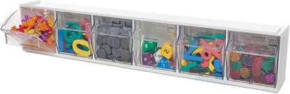 Deflecto Interlocking Tilt Bin, 9 Bin Unit, Clear and White, 23-5/8” x 3-5/16” x 2-5/8” (20903OP)