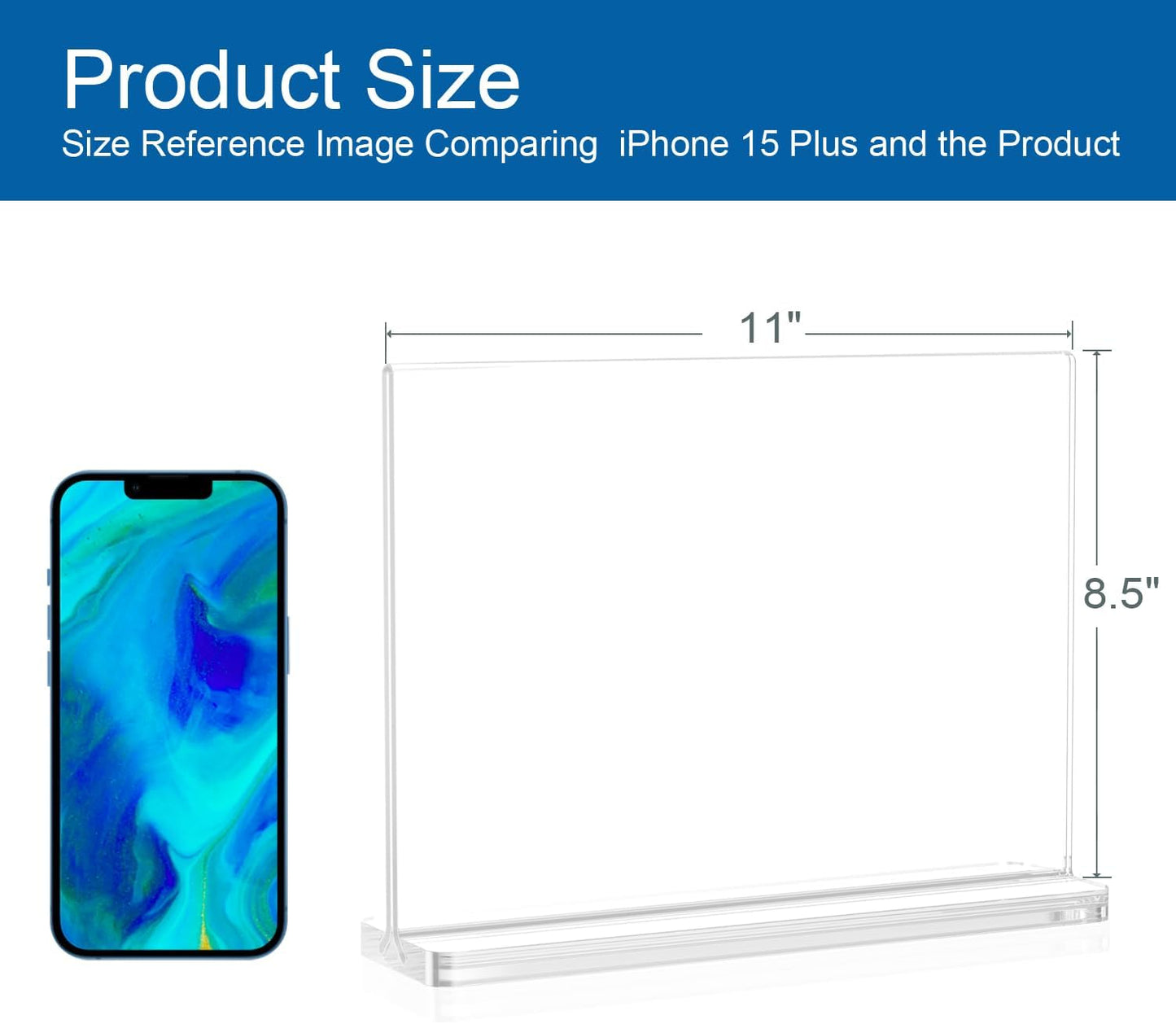 BlueValley Clear Acrylic Sign Holder 5x7 Vertical Double Sided Acrylic Photo Picture Frame for Office Desk, Table Sign Holder for Store, Rrestaurant, Hotel, Cafe, Show Fairs, Vendor-for Brochure Flyer Menu Document-6 pack