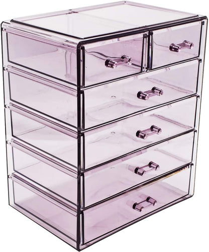 Sorbus Acrylic Makeup Organizer Set, 6-Drawer Vanity & Countertop Cosmetic Storage with Small & Wide Drawers, Clear Makeup Storage for Brushes, Lipsticks, Jewelry – Holiday Gift for Women & Teens