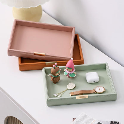 CASEGRACE PU Leather Valet Tray Organizer Jewelry Decorative Dish for Wallet, Key,Watch, Coin Change, Phone Perfume Cosmetic Dressing Table Living Room Entryway Table Catchall Tray (Brown)