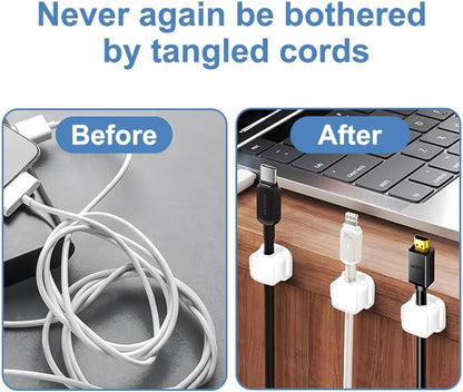 6 Pack Magnetic Cable Clips, Adhesive Cable Management, Adjustable Cord Organizer, Phone Charger Wire Holder for Home Office Kitchen Desk Car Wall Desktop Nightstand, White