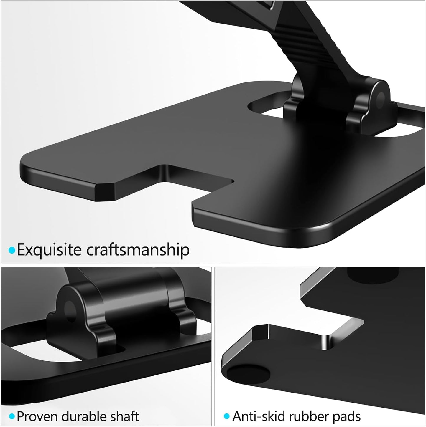 Amzpas Adjustable Cell Phone Stand Metal, Foldable Desktop Cellphone Stand with Anti-Slip Base and Convenient Charging Port, for Phone 17 16 15 14 13 12 11 Pro Xs Xs Max Xr X 8, All Phones