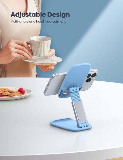 Lamicall Cell Phone Stand for Desk - [Height Adjustable] Foldable Mobile Phone Holder, Portable Stand for iPhone 17 16 15 14 13 12 11 Pro Max Plus Air, Galaxy S25, Office Gift Mothers Day Accessories
