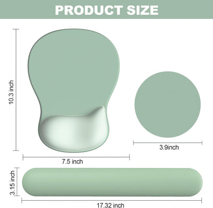 Ergonomic Mouse Pad with Wrist Rest and Keyboard Wrist Rest, Black Mousepad and Wrist Rest for Computer Keyboard, Pain Relief, Non-Slip PU Base, Gel Mouse Pad with Wrist Support for Gaming, Office