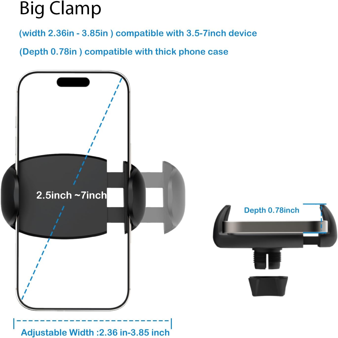 TONDA Phone Holder for Bed Desk, Gooseneck Phone Holder Stand with 33 inch Adjustable Flexible Long Arm Clip Clamp Bracket Mount for iPhone 15 Pro Max XR X 8 7 6 or Other 4-7" Devices