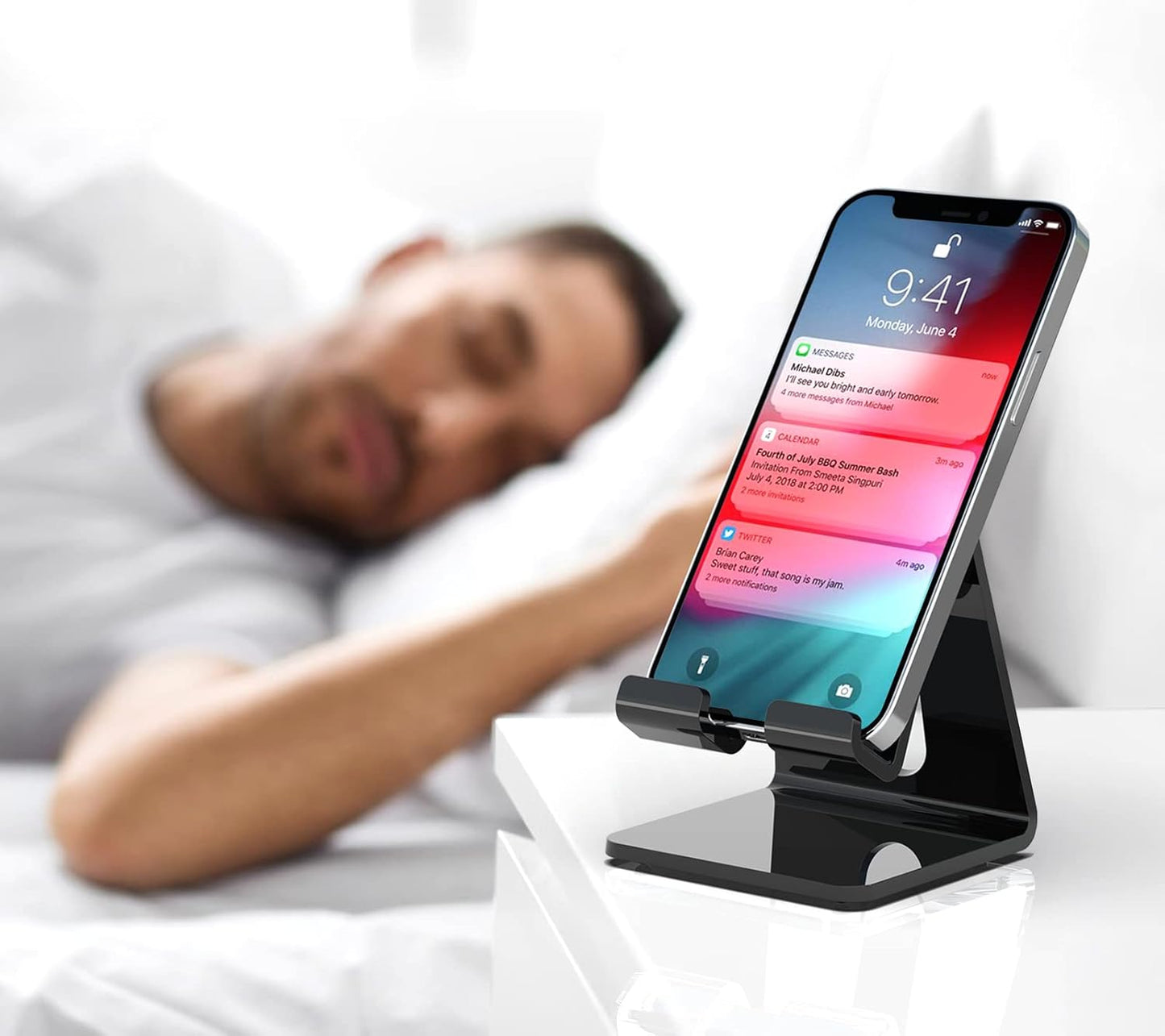 Crpich Acrylic Cell Phone Stand, Portable Clear Phone Stand for Desk, Compatible with Phone16 15 14 13 Pro Max Mini 12 11 Plus SE, Switch, Android Smartphone, Pad, Tablet, Desk Accessories