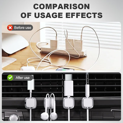 6 Pack Magnetic Cable Organizer & Storage Holder, 2024 USB Charging Cable Management Clips, Strong Adhesive Wire Holder (White)