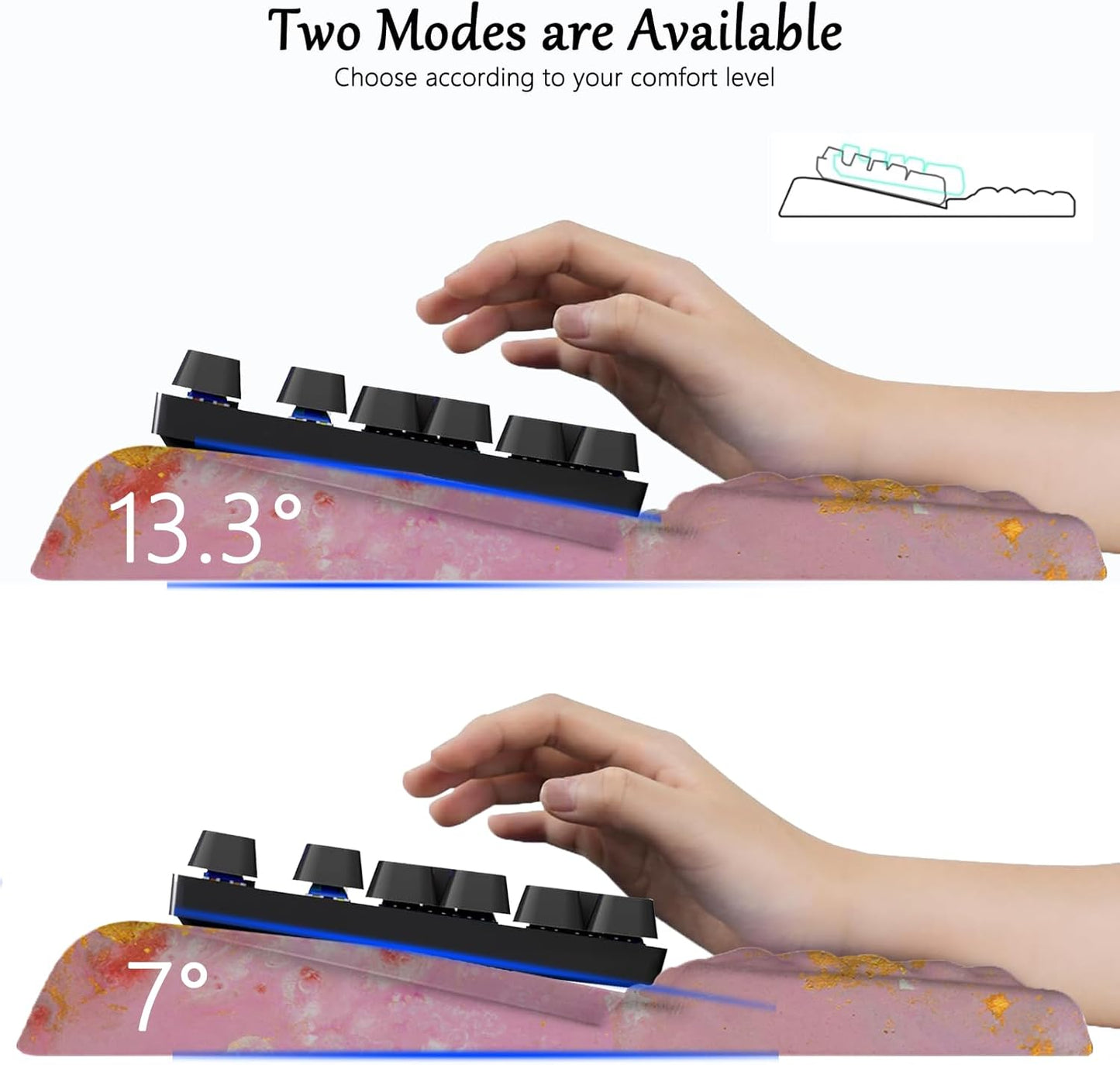 Computer Keyboard Stand Pad with Wrist Rest Purple Blue Cloud Keyboard Pad Support with Comfortable Galaxy Stars Wrist Pad Cute Girl Ergonomic Tilted Keyboard Riser Holder for Desktop Office Home