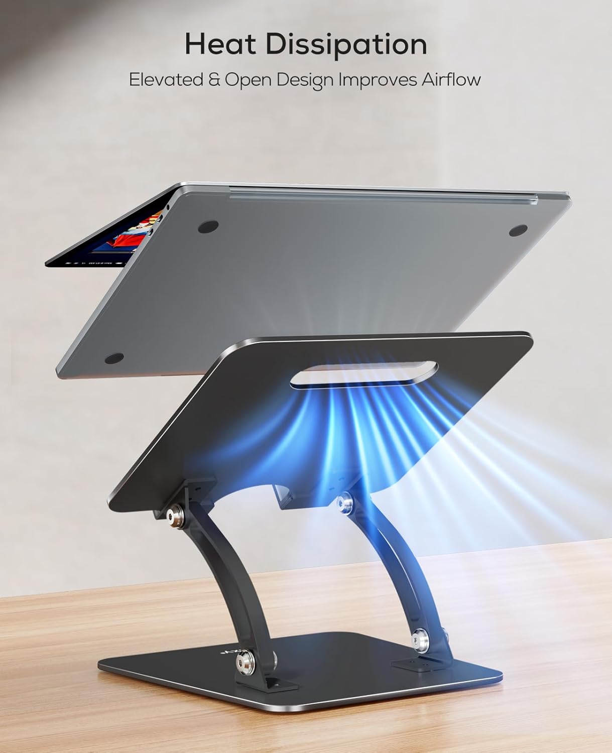 Nulaxy Ergonomic Adjustable Laptop Stand for Desk, Dual Foldable Computer Riser with Advanced Heat-Vent, Heavy-Duty Portable Notebook Holder for Posture Correction, Compatible with Mac 10-17" Laptops