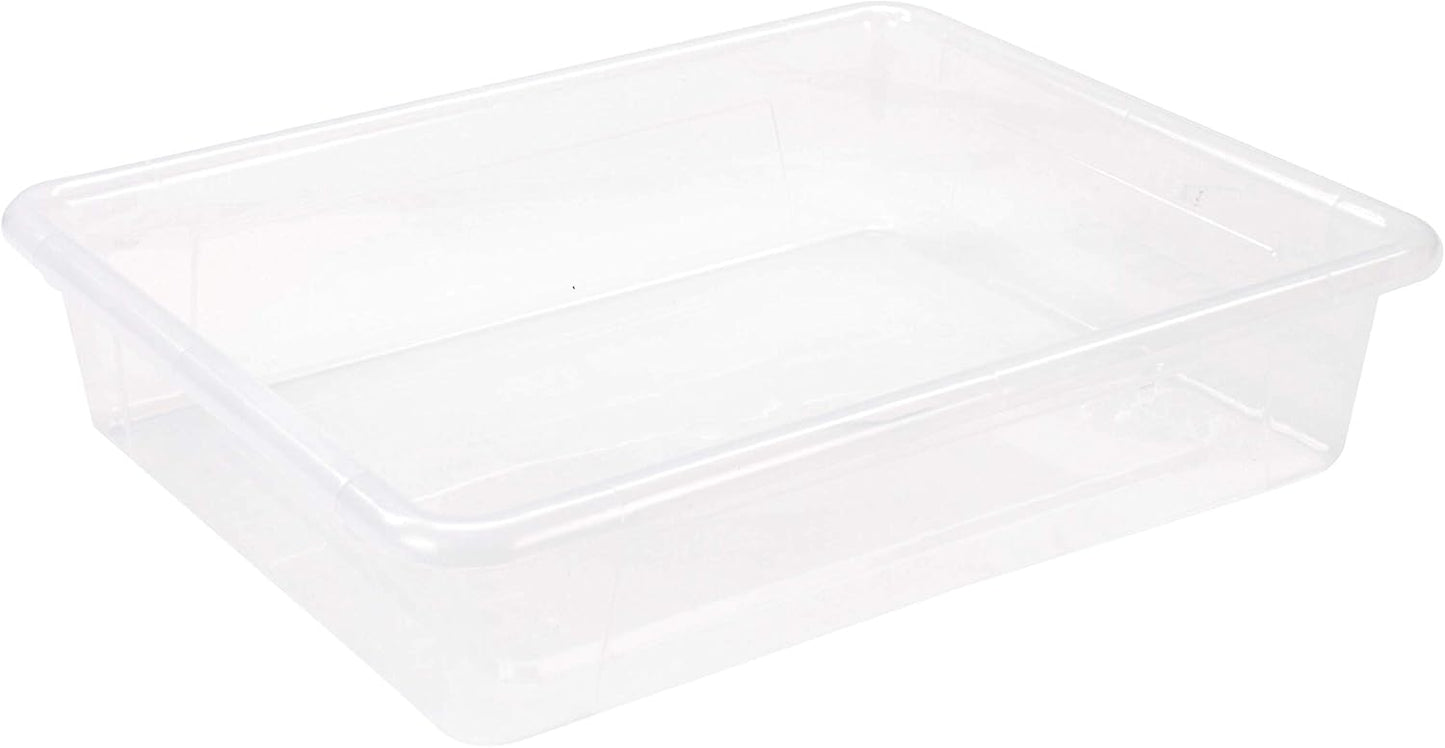Storex Letter Size Flat Storage Tray – Organizer Bin for Classroom, Office and Home, Clear, 5-Pack (62531A05C), 10 x 13 x 3 Inches