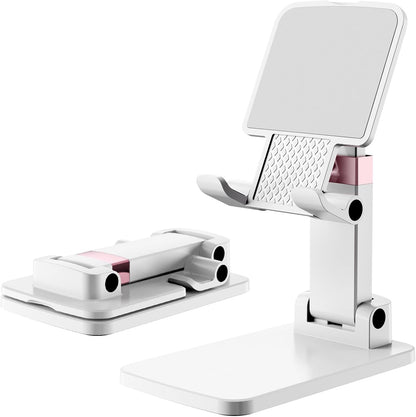Phone Stand for Desk Cellphone Holder Height Angle Adjustable Stands, Anti-Slip Base, Compact Design for iPhone Android Devices,Black,1Pack