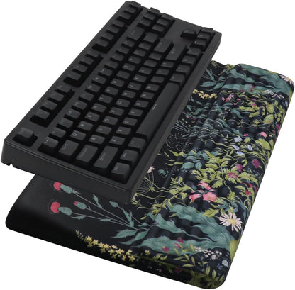 Computer Keyboard Stand Pad with Wrist Rest, Ergonomic Comfy Tilted Keyboard Stand Riser Holder Pad for Office Home (Black)