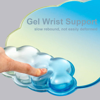 Gel Wrist Rest and Cloud Mouse Pad Support for Keyboard and Mouse - Ergonomic Pink Keyboard Wrist Pad Set for Typing Pain Relief/Computer/Laptop/Gaming/Home/Office (Cloud Shape, Gradient Blue Pink)