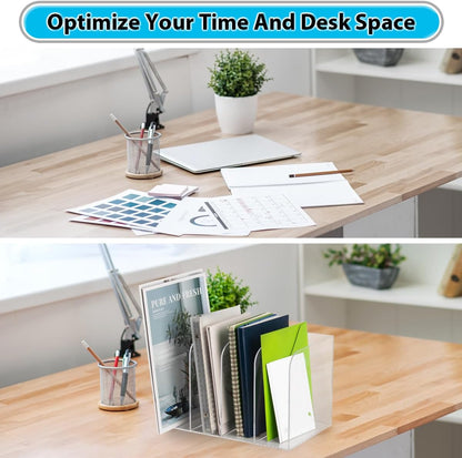Jumyee Clear Acrylic File Folder Organizer with Handle – Portable Hanging File Box for Letter/A4, See-Through Desktop File Storage for Home Office School (No Folders Included)