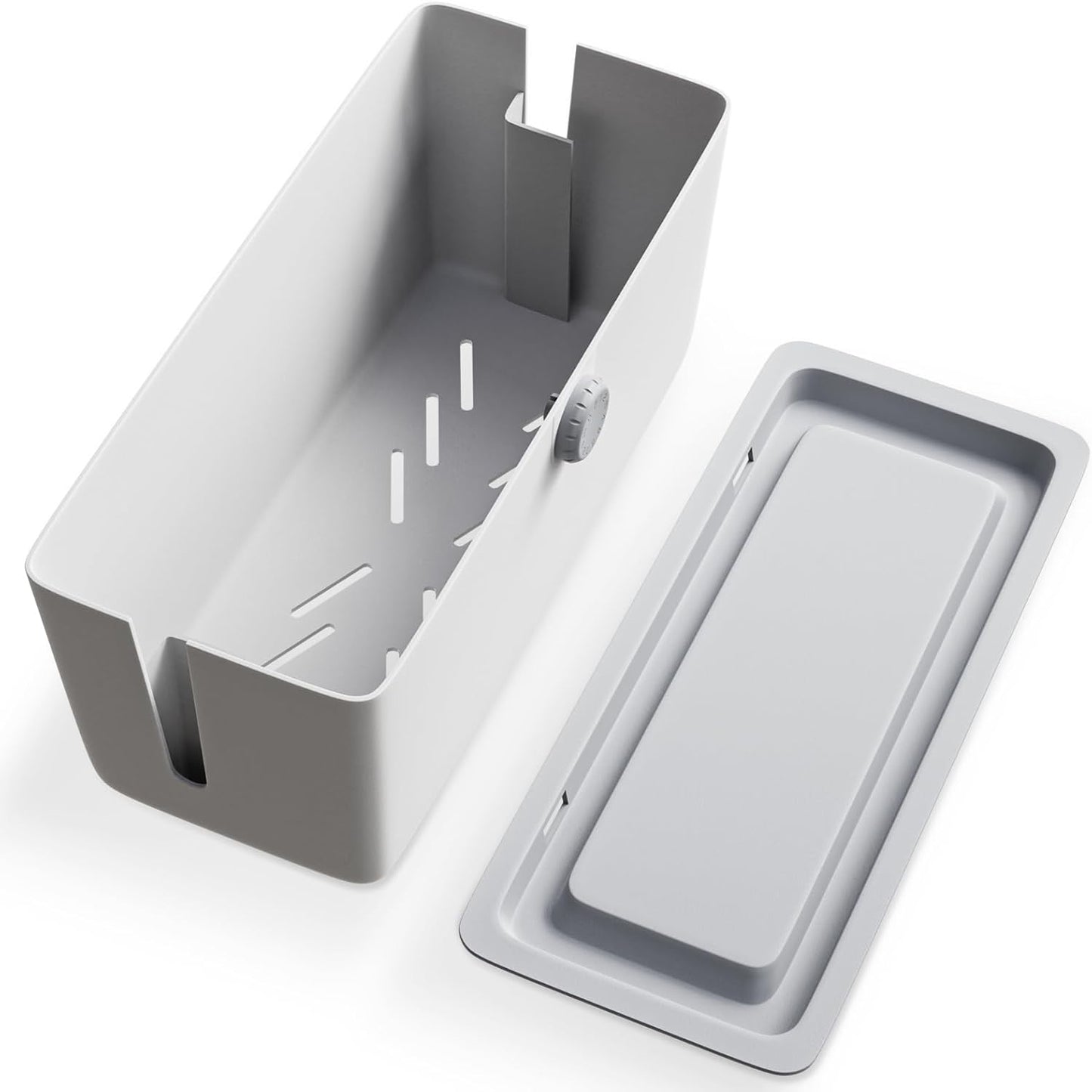KinderSense® Cable Management Box - Cord Organizer with Child Proof Lock - Cord Hider to Conceal Wires,Power Strips from TV,Computer,Desk and Babies - 12 X 5.25 x 5.25 (Gray)