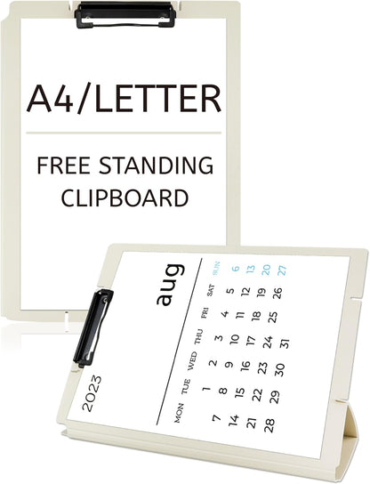 Free Standing Clipboard and Desktop Stand with Adjustable Buckles Easel Back - Foldable Stand and Document Holder for School, Office and Business Use (9.37 x 12.6 inches) (Light Green)