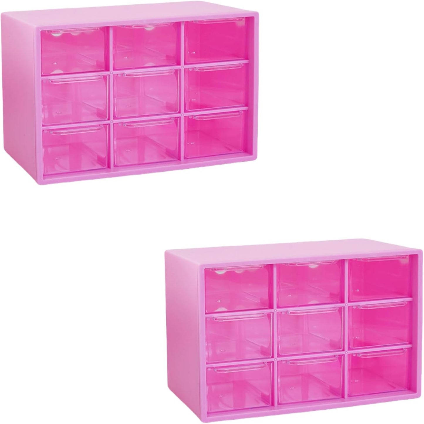 Feadily 4PCS Small Drawer Organizer for Desk, Desktop Drawer Organizer with 9 Clear Drawers, Plastic Desktop Storage Drawers 7.1 Inch x 3 .9 Inch x 4.7 Inch, White