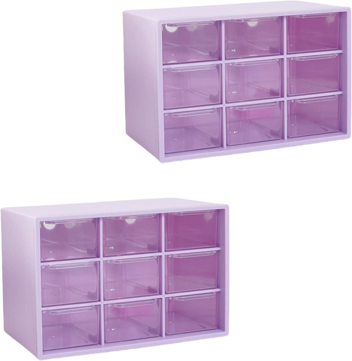 Feadily 4PCS Small Drawer Organizer for Desk, Desktop Drawer Organizer with 9 Clear Drawers, Plastic Desktop Storage Drawers 7.1 Inch x 3 .9 Inch x 4.7 Inch, White