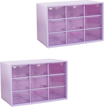 Feadily 4PCS Small Drawer Organizer for Desk, Desktop Drawer Organizer with 9 Clear Drawers, Plastic Desktop Storage Drawers 7.1 Inch x 3 .9 Inch x 4.7 Inch, White