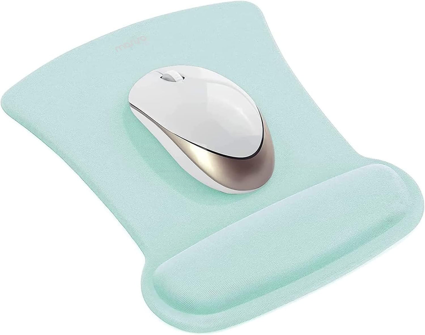 MOSISO Wrist Rest Support for Mouse Pad & Keyboard Set, Ergonomic Mousepad Non-Slip Base Home/Office Pain Relief & Easy Typing Cushion with Neoprene Cloth & Raised Memory Foam, Apricot