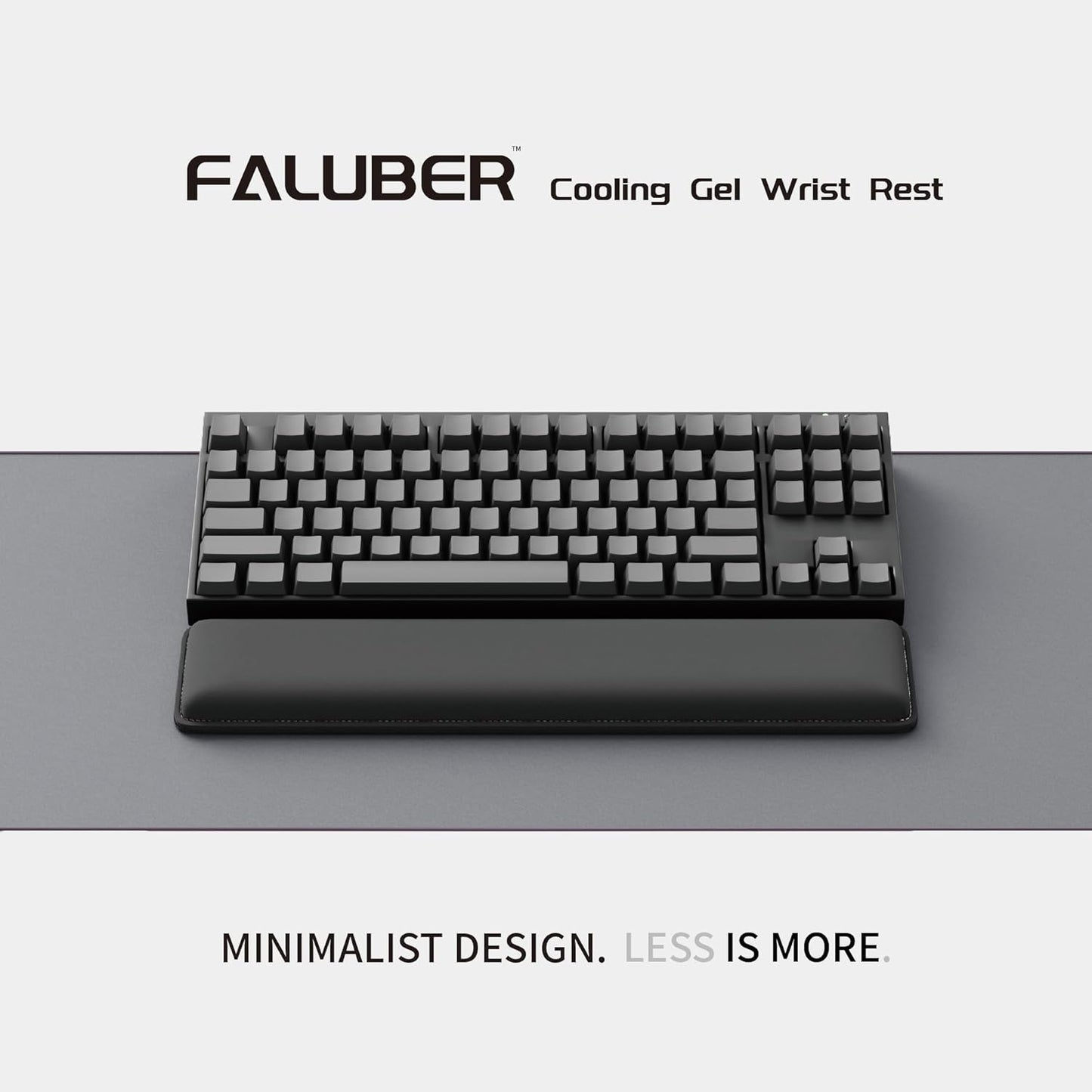 Faluber Cooling Gel Wrist Rest, 12.5-inch Length for Compact Keyboard, Memory Foam Palm Rest with Non-Slip Footpad, Ergonomic Design, Stain Resistant, PC Accessory Gaming Gear (Small-Compact)