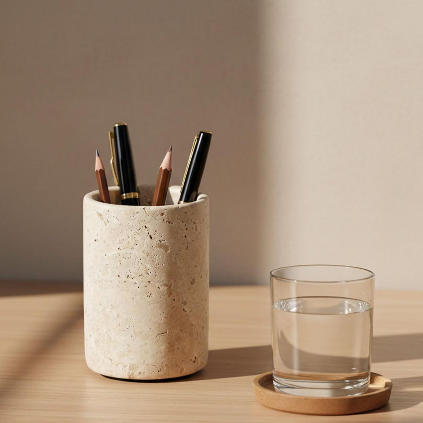Radicaln Marble Pen Holder For Desk 4" Inches Green Onyx Handmade Makeup Brush Cup for Girls, Bathroom Tumbler Cup, Durable Office & Home Organizer Pencil Holder