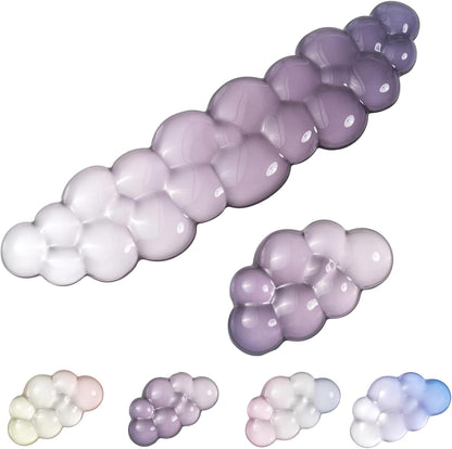 Gel Keyboard Wrist Rest Cloud Set, Clear Ergonomic Wrist Support and Arm Support Keyboard Rest for Typing Pain Relief, with Non-Slip Soft Washable Wrist Rest(Pink Blue)