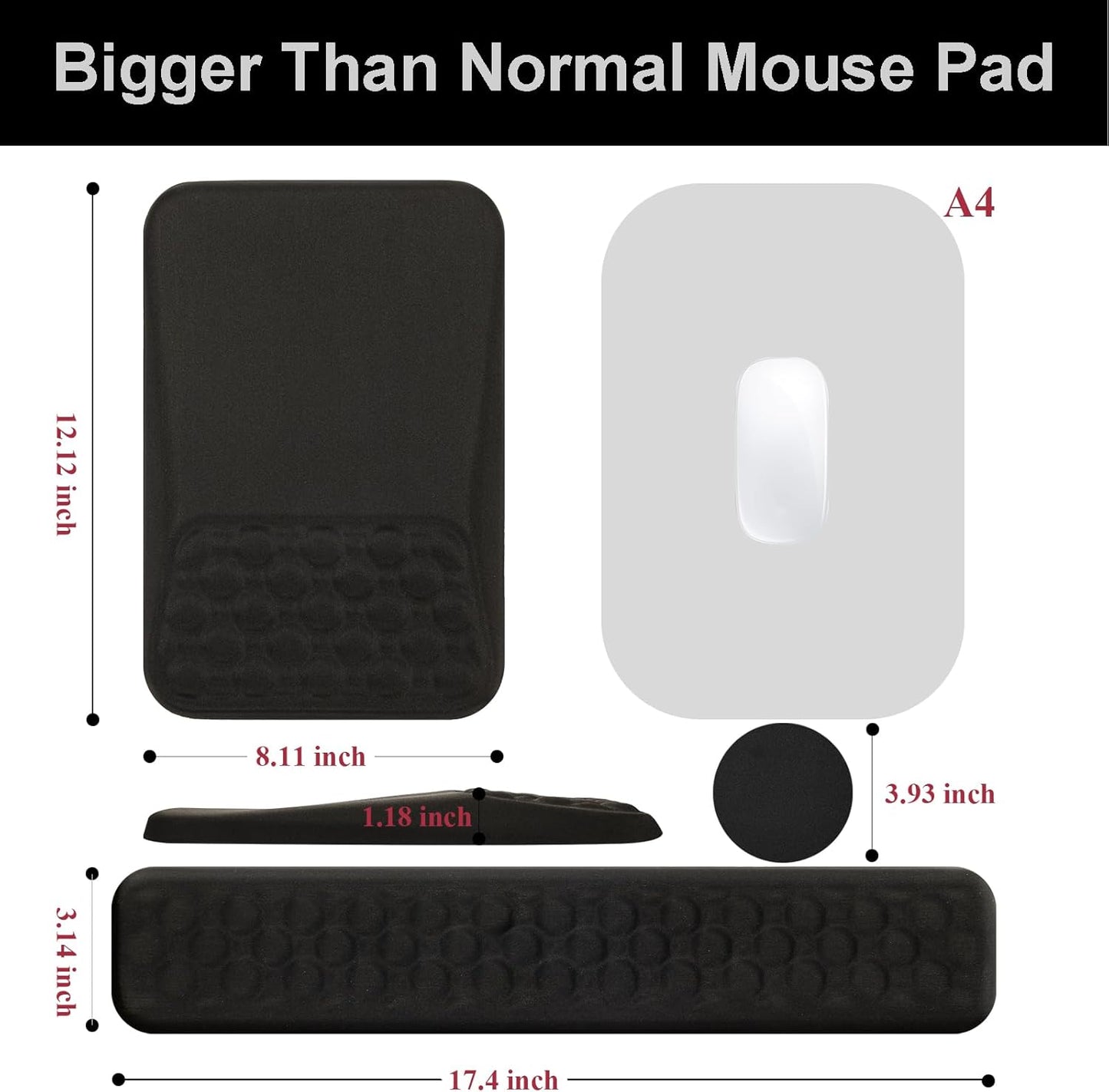 Ospelelf Mouse Pad with Wrist Rest and Keyboard Wrist Rest, Ergonomic Wrist Rest for Computer, Office, Gaming, Pink