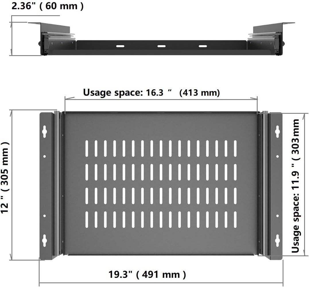JINGCHENGMEI 21 inch Sliding Under Desk Laptop Mount with Air Vents, Metal Under Desk Slide Out Tray for Laptop (21 Inch)