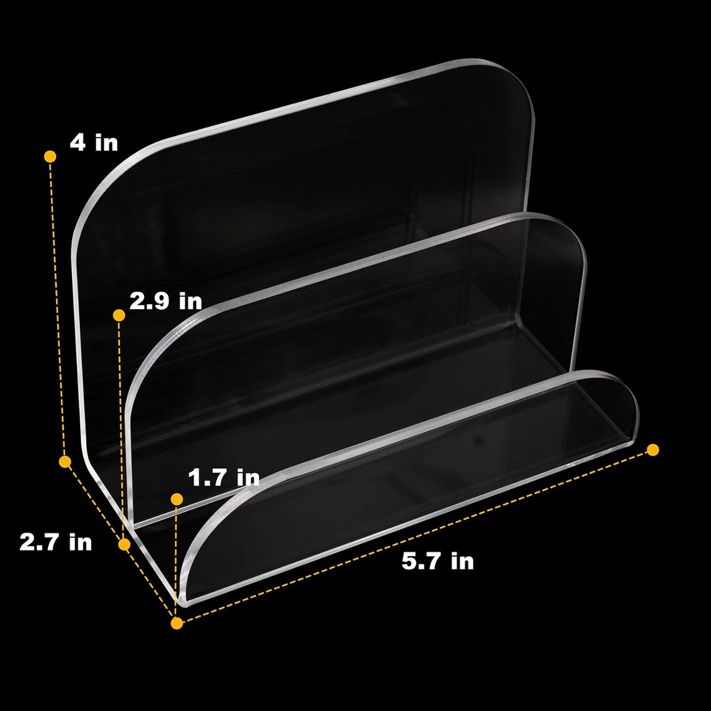 Acrylic Mail Organizer - 2 Section Desk Organizer with File Sorter and Letter Holder