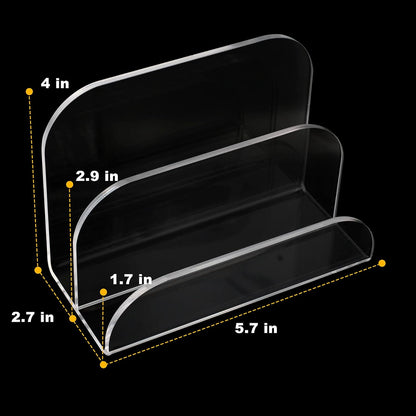 Acrylic Mail Organizer - 2 Section Desk Organizer with File Sorter and Letter Holder