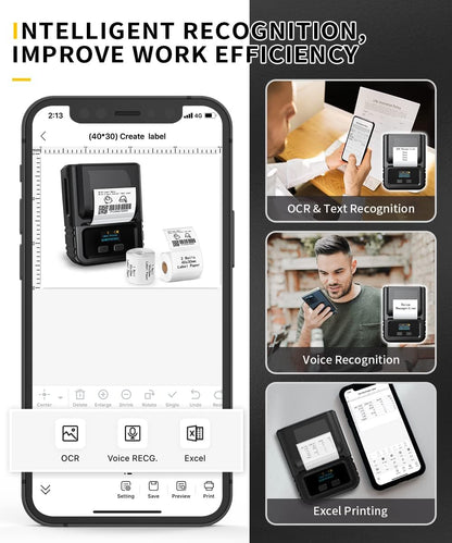 Phomemo M120 Bluetooth Label Maker - Portable Thermal Barcode Printer with App, 2" Wide Labels, Wireless Sticker Printer for Small Business,Home Office,QR Codes,Address Labels - iOS/Android Compatible